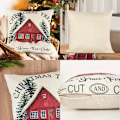 Miniatyrbild 4 av 11: Merry Christmas Kuddfodral 45x45cm Prydnadskudde Vinter Juldekorationer för Hem Träd Hjort Soffa Kuddfodral 3