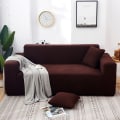 Miniatyrbillede 4 af 11: Ensfarvet Fire Sæsoner Universal Sofabetræk Nordisk Moderigtigt Strikket Strækbart Altomfattende Sofabetræk Støvtæt Sofahynde Light camel coffee M [double length within 145-185cm]]
