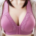 Miniatyrbillede 4 af 4: Dame Frontlukning Push Up BH Ensfarvet Sømløs BH 3/4 Dækning Blød Komfortabel Bralette Undertøj Red 44/100