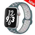 Miniatyrbild 5 av 11: Silikonarmband för Apple Watch band 44mm 40mm 38mm 42mm Andningsbart handleds Sportbälte armband iWatch serie 5 4 3 2 SE 6 klockarmband Midnight blue white 38MM or 40MM-M L