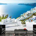 Miniatyrbillede 2 af 5: Vægmaleri - Udsigt over Santorini 100x70 cm 100x70 cm