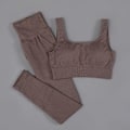 Miniatyrbild 6 av 11: Yoga Set Träningskläder För Kvinnor Fitness Kläder Långärmad Yoga Dräkt BraPants Khaki M