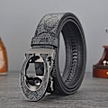 Miniatyrbillede 6 af 9: High-End Business Casual Herre Automatisk Spænde Bælte All-Match Herre Buksebælte Veneer B Buckle Golden long grid 115cm