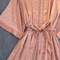 Miniatyrbilde 3 av 4: Sateng Sexy Dame Morgenkåpesett Rosa Prikkete Med Brystpute Pyjamas Pink M