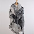 Miniatyrbild 1 av 5: Dam Scarfs Oversized Tartan Lång Kashmir Filt Bekväm Andningsbar Pläd Sjal Wraps Casual Vardagskläder Höst Och Vinter gray
