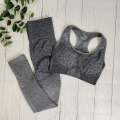 Pikkukuva 1 / 11: Joogasetti Rintaliivit ja Leggingsit Fitness-urheiluvaatesetti Naisille Darkgrey set M