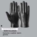 Miniatyrbild 5 av 5: Vinterhandskar i läder för män, utomhusridning, vindtäta, varma handskar i getskinn med pekskärm Black M