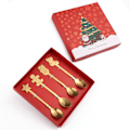 Pikkukuva 5 / 11: Pieni lusikka Lumimieslusikka Pohjoismainen tyyli Astiasto Lahjalusikka Lahjapakkaus Joululahjapakkaus Titanium red box four pack