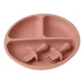 Miniatyrbillede 3 af 8: 3 stk./sæt BPA-fri Baby Silikone Service Ensfarvet Tallerken Træningsgaffel og Ske til Børn 97BC MC