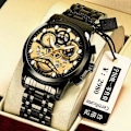 Miniatyrbillede 8 af 8: Herreur Shopee Hollow Fuldautomatisk Vandtæt Ur Lysende Quartz Ur One Piece Gold shell