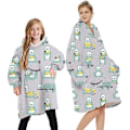 Pikkukuva 1 / 11: Loalirando Oversized Hupparipeitto Pehmeä Fleece Hupparipeitto Naisille Miehille Lapsille Puettava Huppupeitto Isollla Taskulla Grey - Sloth One Size