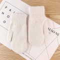 Pikkukuva 8 / 11: Naisten kaksikerroksiset kaninkarvakäsineet talveen, korealainen versio, yksivärinen, kokosormikäsineet, talvikäsineet naisille, tyttöjen lapaset Pink One Size