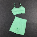 Miniatyrbild 1 av 11: Yoga BH Crop top Sport BH Träningskläder Sömlös Polyester Gym Set 2pcs Green M