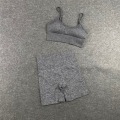 Pikkukuva 1 / 11: Jooga Rintaliivit Crop top Urheiluliivit Treenausasu Saumaton Polyesteri Kuntosalisetti 2pcs Gray3 L