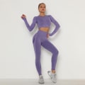 Pikkukuva 1 / 11: Joogasetti Urheilupuku Naisille Treenaus Urheiluasu Kuntosetti Vaatteet Purplelongset M