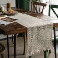 Miniatyrbilde 10 av 11: Bordløper i bomull og lin, stripet søm, to-farget vevd dusk, naturlig materiale, amerikansk duk Two hemp string 30*180 (including tassels)