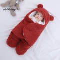 Miniatyrbillede 1 af 11: Bløde nyfødte babyindpaknings tæpper baby sovepose kuvert til nyfødt sovepose bomuld tykkere kokon til baby 0-9 måneder red-Fleece 6M