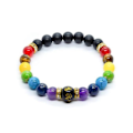 Miniatyrbild 10 av 11: Pärlarmband för män Naturlig vulkanisk sten Pärla Tibetansk Buddha chakra Lavasten Diffuser Armband Herr Mode Nya Smycken Style 3