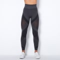 Pikkukuva 8 / 9: Eurooppalaiset ja amerikkalaiset saumattomat neulotut seksikkäät raidat kosteutta siirtävät joogahousut urheiluun juoksuun fitness-housut naisille 6301 trousers-wine red M