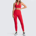 Miniatyrbillede 1 af 11: Yoga Sæt Dame Leggings + BH'er Dame Træningstøj Sportsdragter 02Red Set M