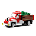 Pikkukuva 1 / 11: MOC Keskiaikainen arkkitehtuuri ja kuorma-auto Talvikylä - Torikojut Rakennuspalikkasarja Jouluauto Kirkko Palikat Lelut Lahja 189PCS