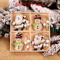 Pikkukuva 11 / 11: 9/12 kpl Joulutonttu Puinen Riipus Enkeli Joulupukki Joulukuusen Riipukset Koristeet Navidad Hyvää Uutta Vuotta 2024 10PCS Random-Card