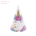 Miniatyrbillede 1 af 11: Engangs Service med Enhjørning, Enhjørning Festartikler, Papirtallerkener, Kopper, Servietter, Enhjørning Fødselsdagsfest Dekoration, Baby Shower Pige 8pcs paper hat