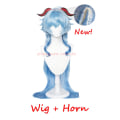 Miniatyrbild 3 av 5: Spel Genshin Impact Ganyu Cosplay Peruk Horn Gradient Ljus Mörkblå Peruk Simulation Hårbotten Syntetisk Värmebeständig Style 2 Have Scalp No Pre Styled