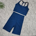 Pikkukuva 11 / 11: Joogaliivit ja shortsit, 2-osainen setti, treenivaatteet, spandex, naisille Rose-Red Set M