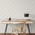 Miniatyrbilde 4 av 5: Linear Curve Tapet Hvit/Gull White/Gold