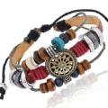 Miniatyrbillede 7 af 7: Retro Personlighed Okse Læder Armbånd Moderigtigt Temperamentfuldt Allround Perlebesat Læder Armbånd Nyt Armbånd Fabriksforsyning Black pigu silver accessories S