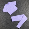 Pikkukuva 1 / 11: Jooga Rintaliivit Crop Top Urheiluliivit Treenausasu Saumaton Polyesteri Kuntosalisetti 2pcsPurple M