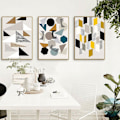 Miniatyrbillede 3 af 5: Wekity 3D Geometrisk Patchwork Vægkunst Lærredsprint Plakat, Simpel Abstrakt Kunst Tegning Dekoration til Hjemmet Stue Soveværelse Kontor og Børneværelse