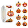 Pikkukuva 10 / 11: 500 kpl 2,5 cm Halloween pyöreitä tarroja kurpitsakoristeella, kirjekuoritarroja lahjapakkausten pakkauspaperitarroihin 7