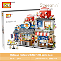 Miniatyrbilde 1 av 7: LOZ Mini Byggeklosser Japansk Mini Gateutsikt sammenleggbar matgate blekksprutgrill isbutikk monterings byggekloss leker 1218  With Box