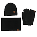 Miniatyrbild 4 av 11: Vintermössa Halsduk Handskar Tredelat Set Fleecefodrad Pekskärm Utomhus Kallt Väderskydd Förtjockad Stickad Brown three-piece set