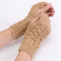 Miniatyrbilde 10 av 10: Varme Dame Halvfingerhansker Vinter Myke Varme Ullstrikkede Arm Korte Hansker Myke Varme Votter Arbeidshansker Håndbeskyttelse Gray One Size