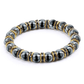 Miniatyrbillede 1 af 11: Naturlige hæmatitperlearmbånd til mænd Uden magnetisk sundhedsbeskyttelse Dame Smykker Charm Krystalsten Stretch Armbånd Bangle Black Gold