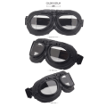 Pikkukuva 2 / 2: Retro Harley -lasit Moottoripyörälasit Maastolasit Ajolasit Iskunkestävyys tuulta ja hiekkaa vastaan Transparent 17cm