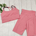 Pikkukuva 1 / 11: Joogaliivit ja shortsit, 2-osainen setti, treenivaatteet, spandex, naisille Rose-Red Set XL