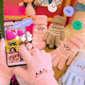 Miniatyrbillede 5 af 7: Vinter Plys Søde Pige Handsker Varme Fingerhandsker Broderi Blush Bjørn Uld Vanter Studenter Kolde Udendørs Cykelhandsker Black One Size