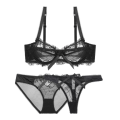 Miniatyrbilde 1 av 3: Varsbaby 3 stk. Dame BH Sett BH+Truser+Stringtruser Black 32C