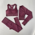 Pikkukuva 5 / 11: Joogasetti Saumattomat Urheiluvaatteet Treenaus Urheilu Leggingsit+Toppi+Rintaliivit Kuntosetti Nainen 4pcs Set Gray S
