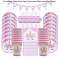 Pikkukuva 1 / 11: Yksisarvisen kertakäyttöastiat Yksisarvisjuhlatarvikkeet Paperilautaset Mukit Servetit Yksisarvisen syntymäpäiväjuhlakoristeet Babyshower Tyttö 65Pcs SetA