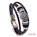 Miniatyrbillede 9 af 9: Herre Vævet Okse Læder Armbånd Simpel Studenter Par Smykker Black 23CM