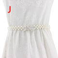 Miniatyrbilde 10 av 11: Kjede belte kjole dame elegant perle elastisk midjebelte hvitt belte stretch Like the picture C