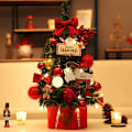 Miniatyrbild 1 av 11: Mini Julgransprydnader Skrivbordsjulgransdekoration 60 cm Julgran Rosa Simulering 60cm high-end red package