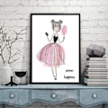 Miniatyrbild 3 av 5: Oramad 3-delat Kawaii Akvarell Flicka Väggkonst Minimalistisk Målning Tecknad Klotter Konst Canvastryck Affisch, Minimal Väggkonst Klotter Tecknad Konst Målning