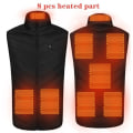 Miniatyrbilde 1 av 11: Herre Utendørs USB Infrarød Varmevest Jakke Herre Vinter Elektrisk Oppvarmet Vest Vattert Vest For Sport Fotturer Oversized 5XL 8 areas Twill black XXL