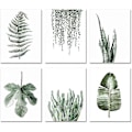 Miniatyrbilde 1 av 4: Botaniske trykkplakater, sett med 6, 8x10 trykk uten ramme, stue botanisk blad art deco, botanisk maleri